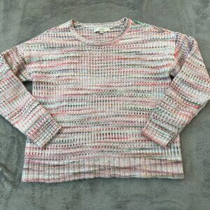 Loft Oversized Soft Fuzzy Crew Neck Sweater Pink Women's SMALL Boxy